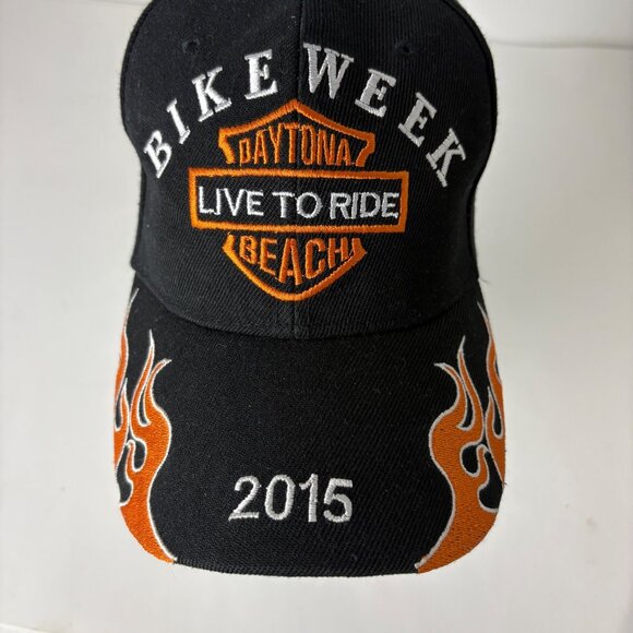 O/S - Daytona Beach 2015 Bike Week Black Hat with Flames - Picture 4 of 5